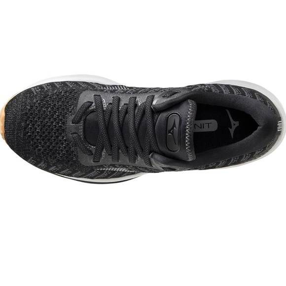 Mizuno Women's Wave Rider 24 Waveknit Running Shoe - Black/Dark Shadow - 9 - Picture 3 of 5